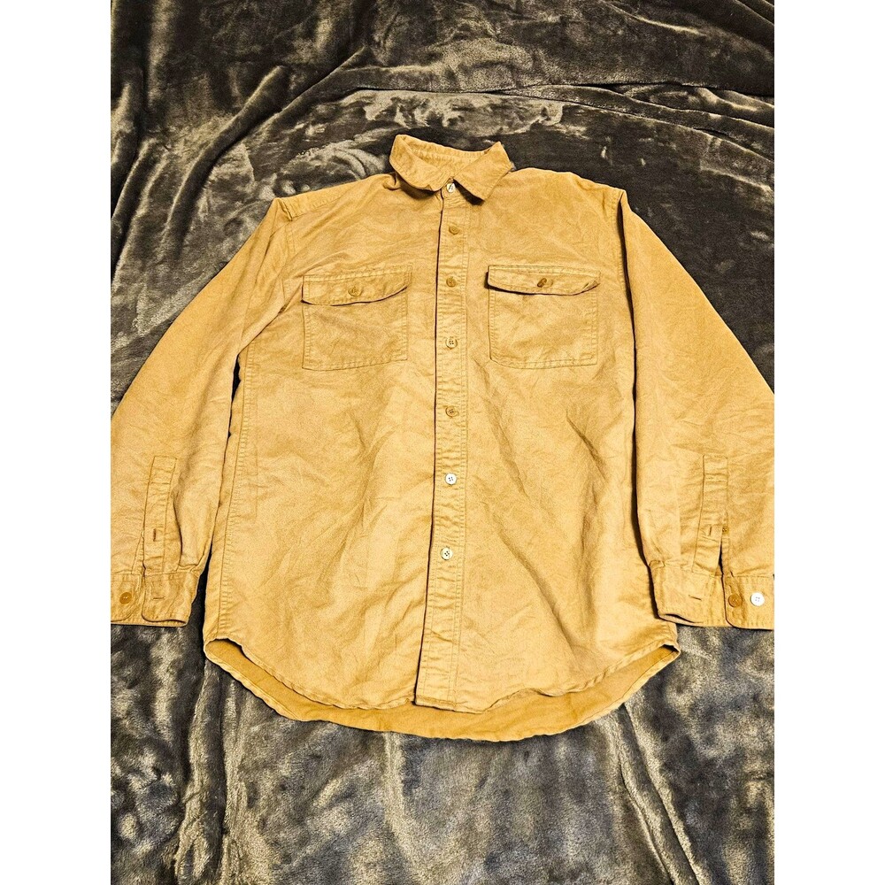 Knightsbridge Men's Small Tan Chamois Style Microfiber Button Up Shirt Pockets